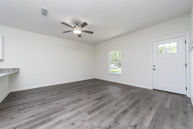 4350 Theresa St, Hastings, FL 32145 - unfurnished living room featuring plenty of natural light, a ceiling fan, and wood finished floors