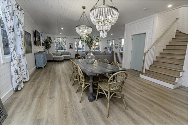 16/18/20 Inlet Pl, Saint Augustine, FL 32080 - dining area featuring a chandelier, wood finished floors, stairway, and recessed lighting