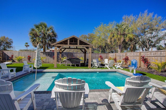 16/18/20 Inlet Pl, Saint Augustine, FL 32080 - view of swimming pool with a gazebo, a fenced backyard, and a patio