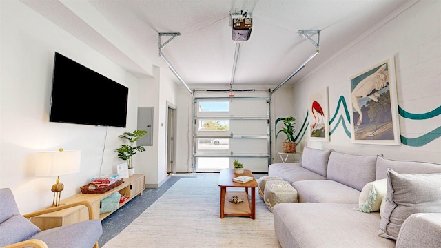 16/18/20 Inlet Pl, Saint Augustine, FL 32080 - living room featuring a garage, electric panel, and finished concrete floors
