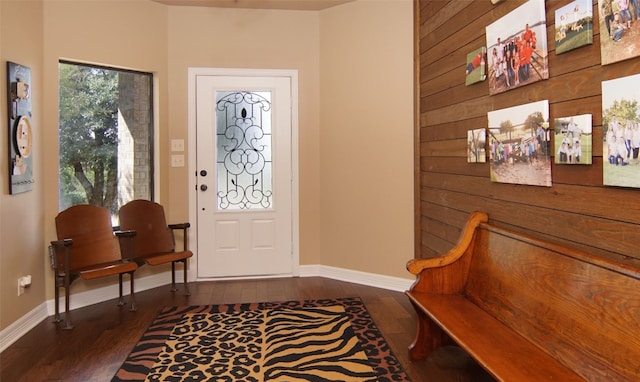 entryway with dark wood-type flooring