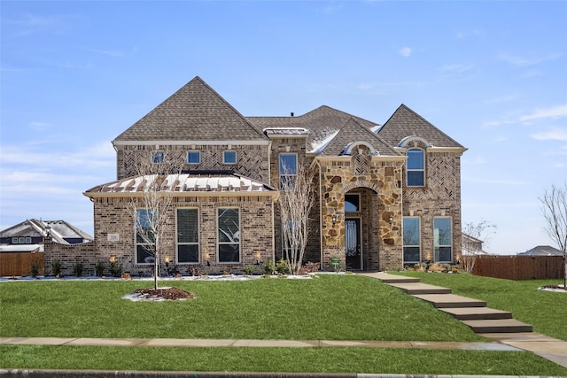 view of front of home with a front yard