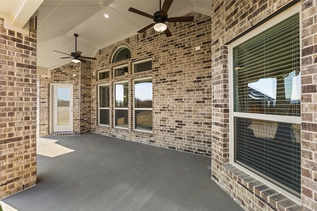 view of patio / terrace with ceiling fan