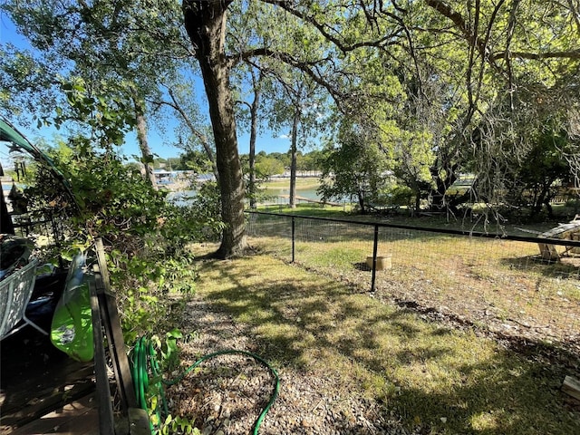 view of yard with a water view