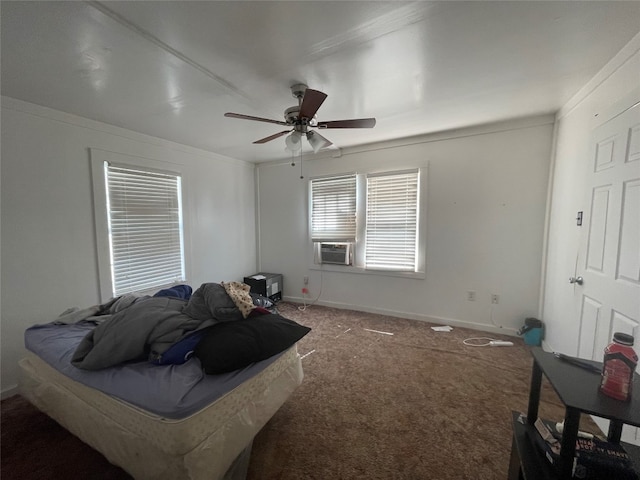 bedroom with carpet floors and ceiling fan