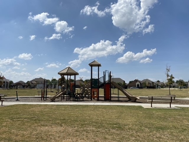 view of play area with a lawn