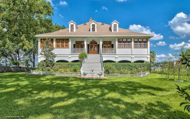 view of front of home featuring a front yard