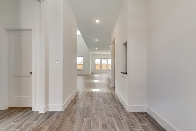 hall featuring light wood-type flooring