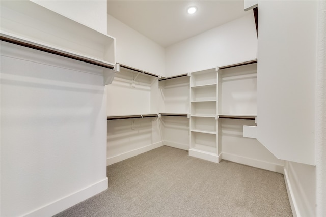 spacious closet featuring light carpet