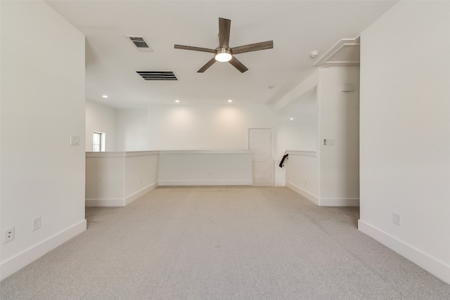 carpeted empty room with ceiling fan