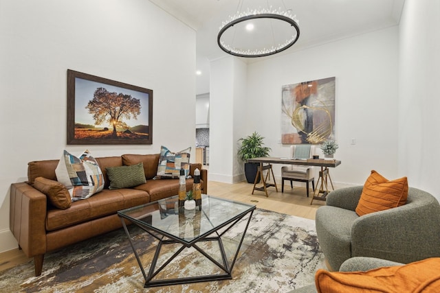 living room featuring light wood-type flooring