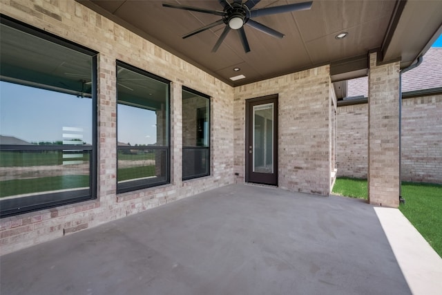 view of patio with ceiling fan