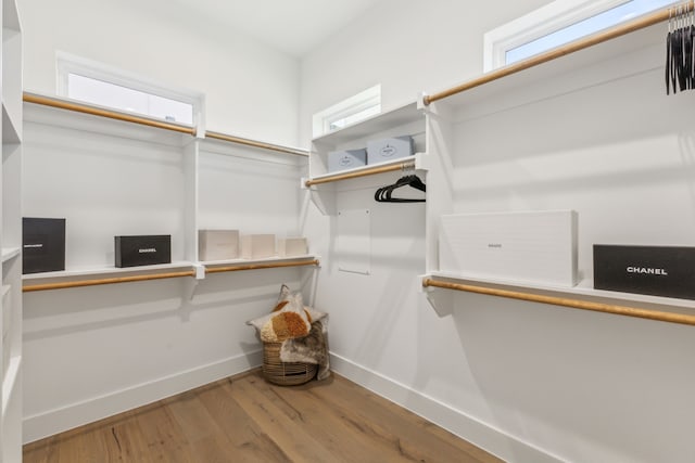 walk in closet featuring hardwood / wood-style floors