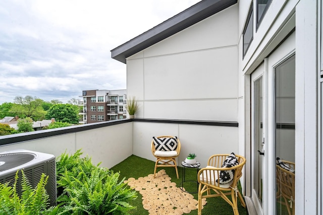 balcony with central air condition unit