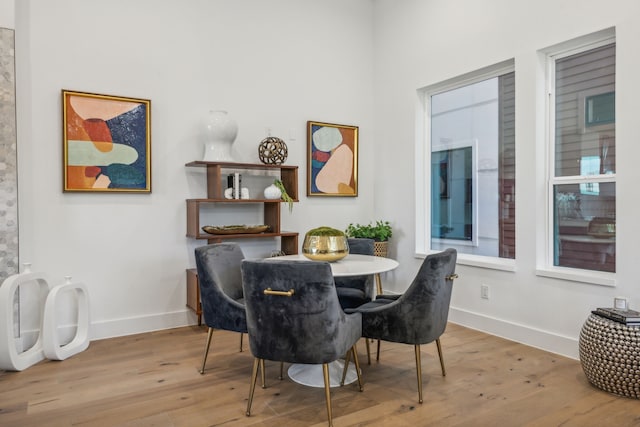 dining space featuring light hardwood / wood-style flooring