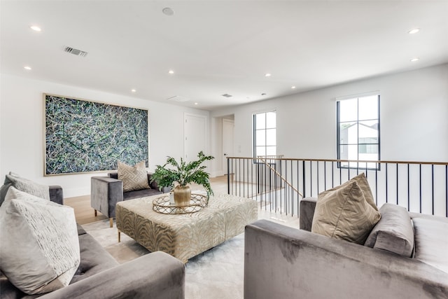 living room featuring light hardwood / wood-style floors