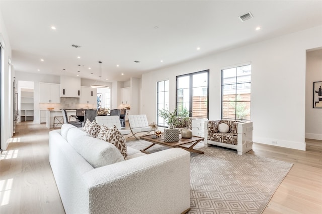 living room featuring light hardwood / wood-style flooring