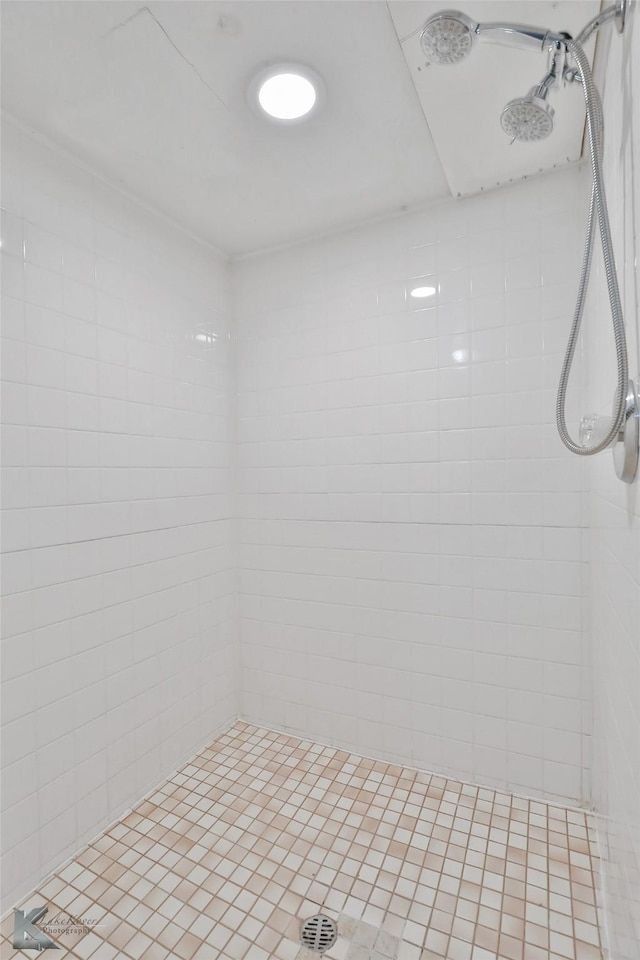 bathroom featuring a tile shower