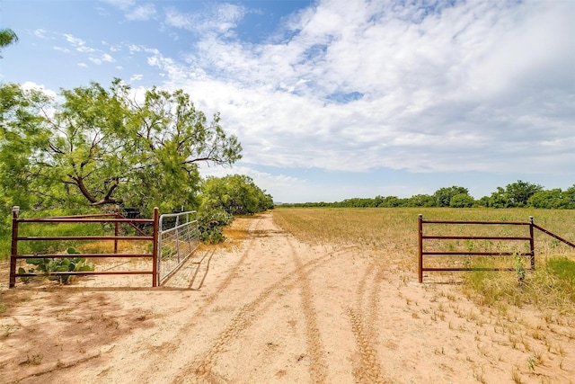 view of gate with a rural view