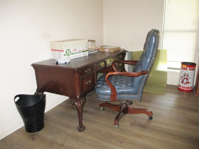 office space featuring dark wood-type flooring