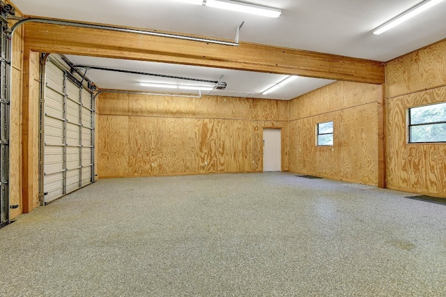 garage with wooden walls