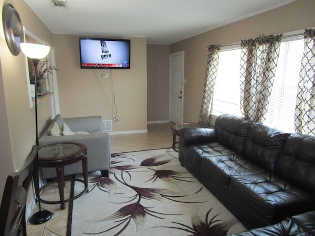 view of tiled living room