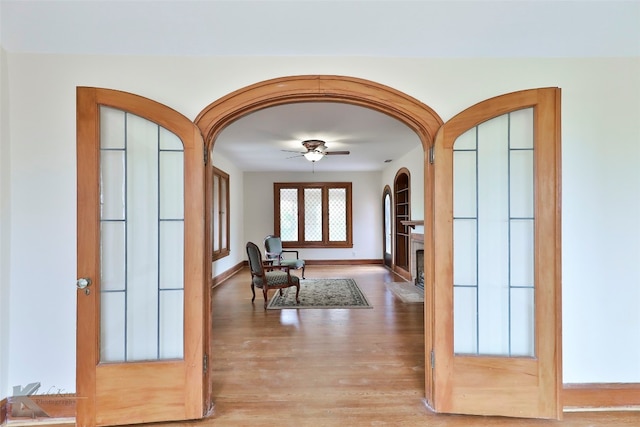 hallway featuring light wood-type flooring