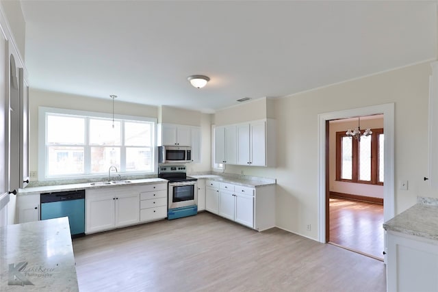 kitchen featuring white cabinets, a healthy amount of sunlight, and appliances with stainless steel finishes