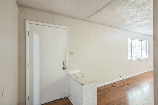 interior space featuring hardwood / wood-style floors and a textured ceiling