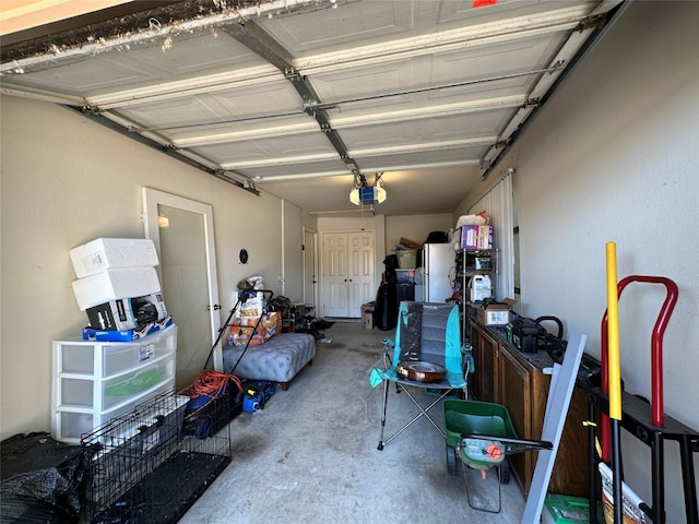 garage with refrigerator