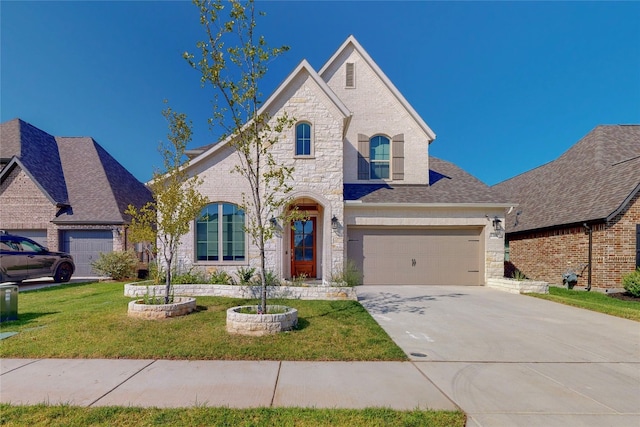 french country home with a front yard