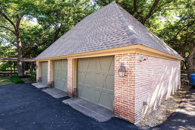 view of garage