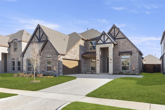 view of front of home featuring a garage and a front yard