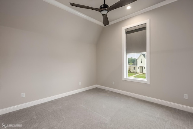 642 Caledonia Dr, Bossier City, LA 71111 - carpeted spare room featuring recessed lighting, ceiling fan, vaulted ceiling, and baseboards