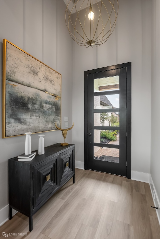 doorway featuring light hardwood / wood-style flooring