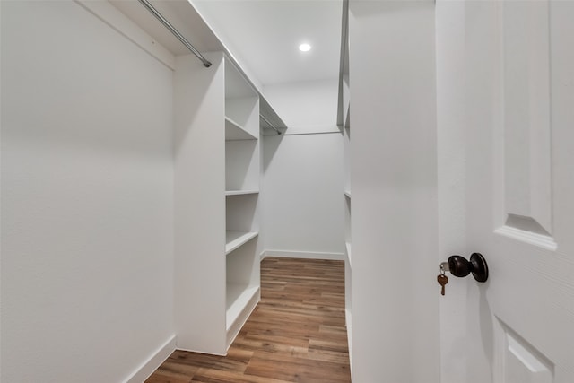 walk in closet featuring hardwood / wood-style floors