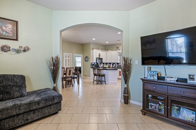 view of tiled living room