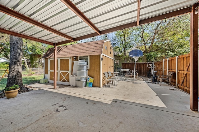 exterior space with a storage unit