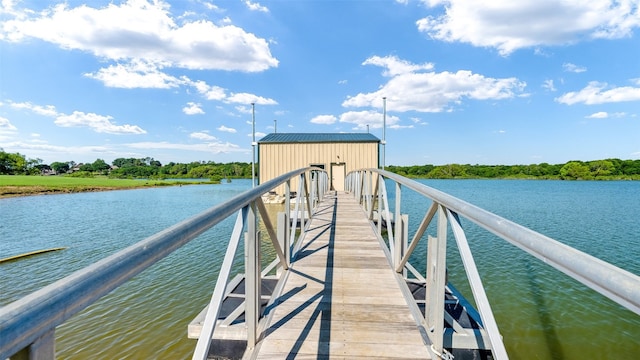 dock area featuring a water view