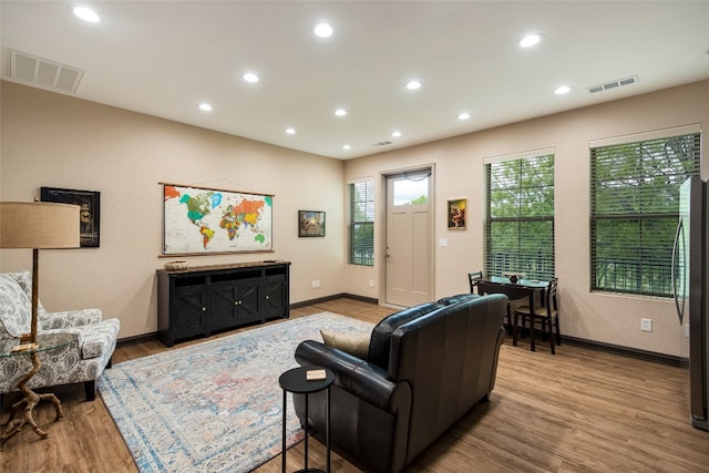 living room featuring light hardwood / wood-style flooring