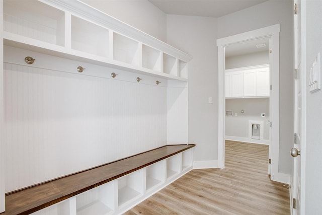 mudroom with light wood-type flooring