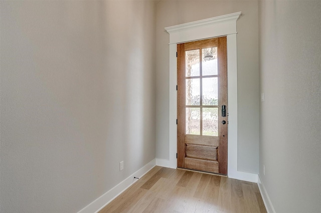 doorway featuring light wood-type flooring and a wealth of natural light