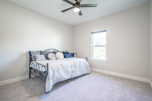 bedroom featuring carpet floors and ceiling fan