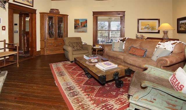 living room featuring dark hardwood / wood-style floors