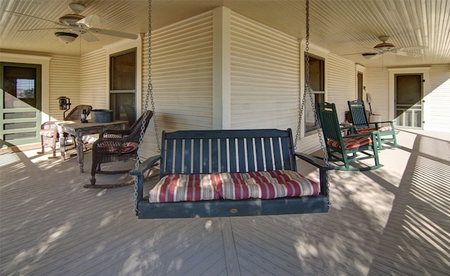 deck featuring ceiling fan