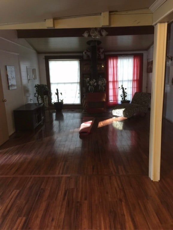 dining area with a chandelier and dark wood-type flooring