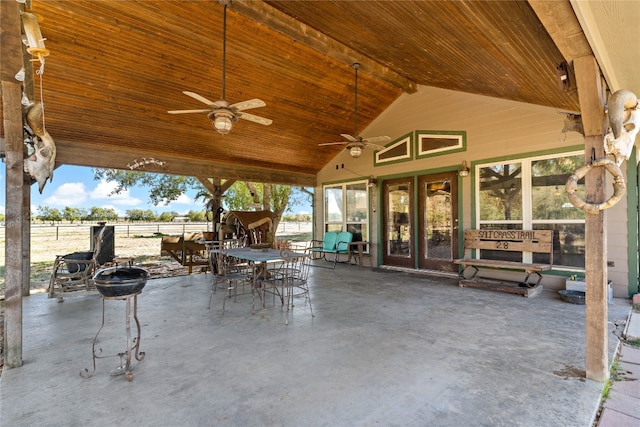 view of patio / terrace featuring ceiling fan