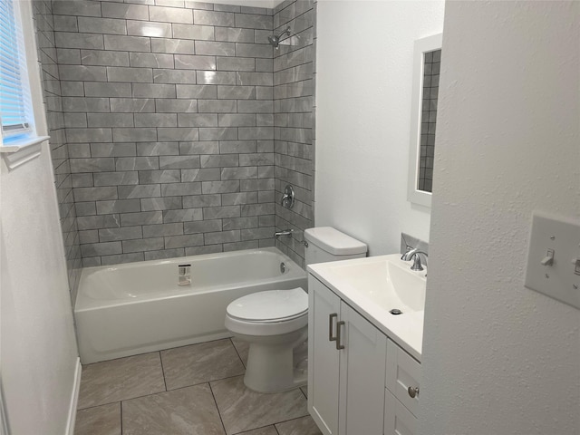 full bathroom featuring vanity, toilet, and tiled shower / bath combo