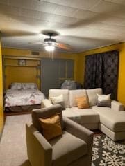 bedroom featuring ceiling fan