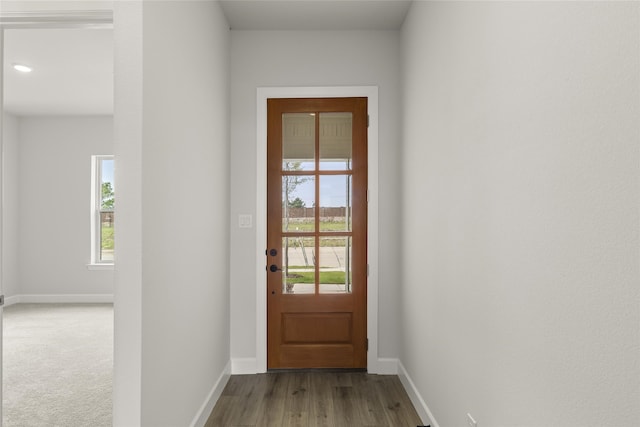 doorway to outside featuring light hardwood / wood-style floors